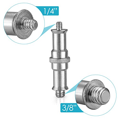 Neewer 2 Pieces Standard 1/4 to 3/8 inch Metal Male Convertor Threaded Screw Adapter Spigot Stud for Studio Light Stand, Hotshoe/Coldshoe Adapter, Ball Head, Wireless Flash Receiver, Trigger