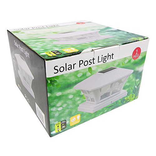 iGlow 4 Pack White Outdoor Garden 6 x 6 Solar SMD LED Post Deck Cap Square Fence Light Landscape Lamp PVC Vinyl Wood