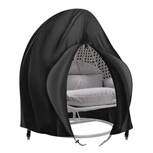 patio hanging egg chair cover 420d outdoor double wicker egg swing covers waterproof patio swing loveseat dust protector 91×80 inches black