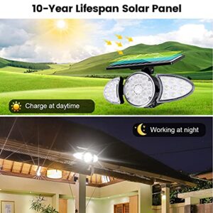 EMANER Outdoor Solar Flood Light Dusk til Dawn, 100W Equiv. Motion Activated Security Light Wireless, Solar Powered LED Spotlight Daylight White 2500mAh Waterproof for Garden/Fence/Gutter, 2-Pack