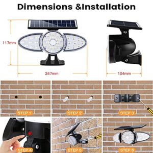 EMANER Outdoor Solar Flood Light Dusk til Dawn, 100W Equiv. Motion Activated Security Light Wireless, Solar Powered LED Spotlight Daylight White 2500mAh Waterproof for Garden/Fence/Gutter, 2-Pack