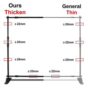 Photo Backdrop Stand - Heavy Duty Banner Holder Adjustable Photography Poster Stand - Height Up to 8x8 ft Back Drop Stand for Trade Show, Photo Booth, Parties, Wedding, Birthday, Photoshoot Background