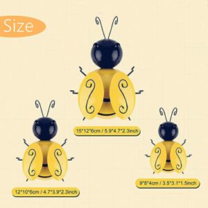 【4 Pack】Metal Wall Art Bee, Metal Bumble Bee Wall Décor, 3D Iron Bee Art Sculpture Hanging Wall Decorations for Outdoor Home Garden Patio Yard Lawn Fence