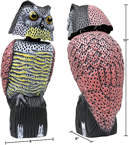 Galashield Owl Decoy to Scare Birds Away Scarecrow Fake Owl with Rotating Head