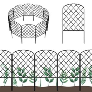 ousheng 10 pack decorative garden fence, total 10ft(l) x 24in(h) no dig animal barrier border, rustproof metal wire section edging defence fencing panel for outdoor patio garden yard, arched