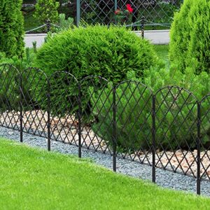 OUSHENG 10 Pack Decorative Garden Fence, Total 10ft(L) x 24in(H) No Dig Animal Barrier Border, Rustproof Metal Wire Section Edging Defence Fencing Panel for Outdoor Patio Garden Yard, Arched