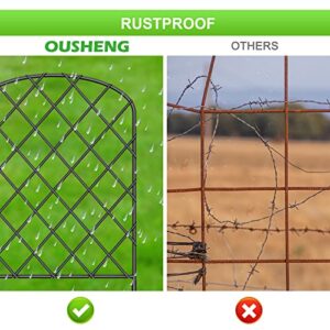 OUSHENG 10 Pack Decorative Garden Fence, Total 10ft(L) x 24in(H) No Dig Animal Barrier Border, Rustproof Metal Wire Section Edging Defence Fencing Panel for Outdoor Patio Garden Yard, Arched