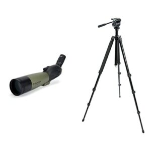 celestron – ultima 80 angled spotting scope – 20 to 60x80mm zoom eyepiece – waterproof and fogproof – includes soft carrying case & 82050 trailseeker tripod (black)