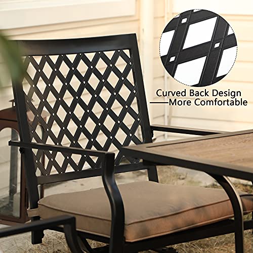 PHI VILLA Patio Dining Set 7 Piece Metal Outdoor Expandable Dining Table Set Bistro Furniture Set - 1 Rectangle Expanding Dining Table and 2 Swivel Chairs 6 Backyard Garden Outdoor Chairs, Black