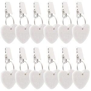 zeayea 12 pieces tablecloth weights, table cover weights tablecloth pendant for indoor outdoor, white heart shape stone table weight hanger with metal clips for picnic family dinner table decoration