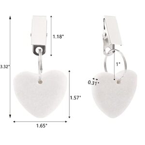 ZEAYEA 12 Pieces Tablecloth Weights, Table Cover Weights Tablecloth Pendant for Indoor Outdoor, White Heart Shape Stone Table Weight Hanger with Metal Clips for Picnic Family Dinner Table Decoration