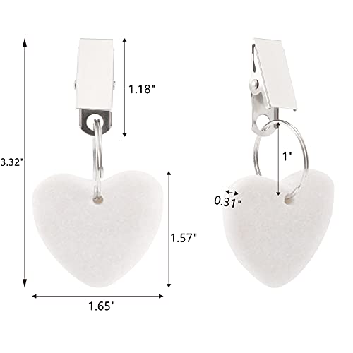 ZEAYEA 12 Pieces Tablecloth Weights, Table Cover Weights Tablecloth Pendant for Indoor Outdoor, White Heart Shape Stone Table Weight Hanger with Metal Clips for Picnic Family Dinner Table Decoration