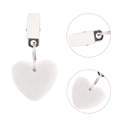 ZEAYEA 12 Pieces Tablecloth Weights, Table Cover Weights Tablecloth Pendant for Indoor Outdoor, White Heart Shape Stone Table Weight Hanger with Metal Clips for Picnic Family Dinner Table Decoration