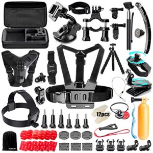 zookki upgraded 70 in 1 action camera accessories kit for gopro hero11 10 9 8 7 6 5 4 3-go pro black sliver session fusion max- mount case for akaso apeman sjcam dbpower insta360 xiaomi yi dji osmo