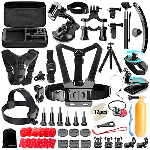 ZOOKKI Upgraded 70 in 1 Action Camera Accessories Kit for GoPro Hero11 10 9 8 7 6 5 4 3-Go Pro Black Sliver Session Fusion Max- Mount Case for AKASO APEMAN SJCAM DBPOWER Insta360 Xiaomi Yi DJI Osmo