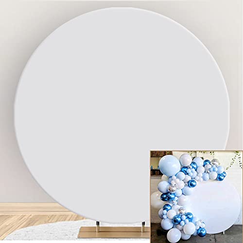 DASHAN White Round Backdrop Cover 6x6ft Polyester Pure White Birthday Party Photography Background Banquet Press Conference Performance Cake Table Decor for Adult Kids Portrait Photo Studio Props