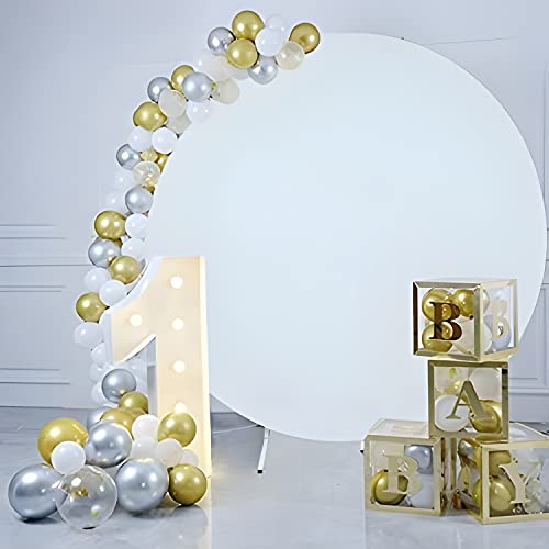 DASHAN White Round Backdrop Cover 6x6ft Polyester Pure White Birthday Party Photography Background Banquet Press Conference Performance Cake Table Decor for Adult Kids Portrait Photo Studio Props