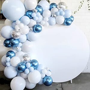 DASHAN White Round Backdrop Cover 6x6ft Polyester Pure White Birthday Party Photography Background Banquet Press Conference Performance Cake Table Decor for Adult Kids Portrait Photo Studio Props
