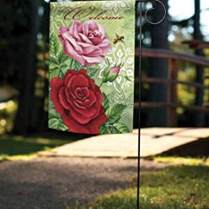 Toland Home Garden 112579 Rose Welcome Flag, Garden 12.5" x 18", Outdoor Flower House Yard Decoration