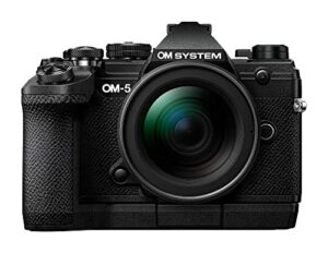om system om-5 black micro four thirds system camera m.zuiko digital ed 12-45mm f4.0 pro kit outdoor camera weather sealed design 5-axis image stabilization 50mp handheld high res shot