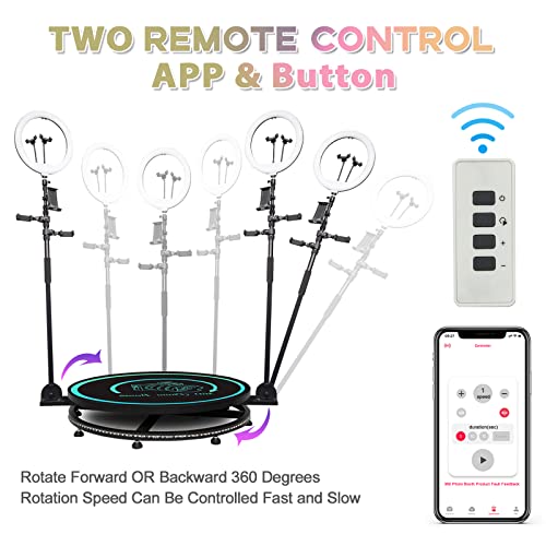 MWE 360 Photo Booth Machine with Software for Parties with Flight Case,Logo Customization,4-5 People Stand on APP Remote Control Automatic Slow Motion 360 Spin Camera Booth (39.4"+Flight Case)