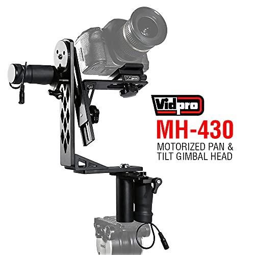 Vidpro MH-430 Motorized Pan & Tilt Gimbal Head - Complete Set Includes Joystick Cables Adapter and Carrying Case - Remote Control Pan Tilt and Rotate DLSR Camcorder Video Equipment Compatible