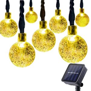 ecowho solar string lights outdoor with 8 modes and memory function, 25ft 40 led waterproof solar patio globe string lights for garden patio wedding party holiday (warm white )