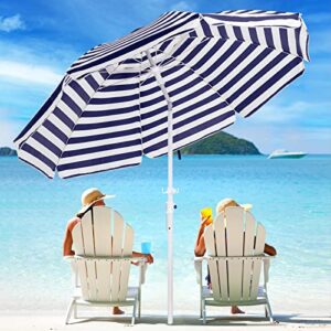 MEWAY 6.5ft Beach Umbrella with Sand Anchor & Tilt Mechanism, Portable UV 50+ Protection, Outdoor Sunshade Umbrella with Carry Bag, for Garden Beach Outdoor