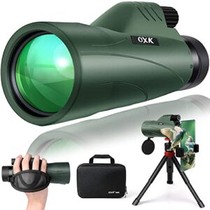 12×56 high power monocular telescope with smartphone adapter tripod travel bag, larger vision monoculars for adults kids with bak4 prism & fmc lens, suitable for bird watching hunting hiking camping