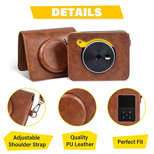 Rieibi Mini Shot 3 Retro Case, PU Leather Protective Case for Kodak Mini Shot 3 Retro C300R 2-in-1 Camera/Portable Instant Printer with Shoulder Strap