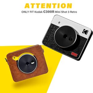 Rieibi Mini Shot 3 Retro Case, PU Leather Protective Case for Kodak Mini Shot 3 Retro C300R 2-in-1 Camera/Portable Instant Printer with Shoulder Strap