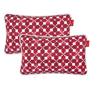 pcinfuns outdoor/indoor decorative lumbar pillows with insert,grid red throw pillow covers 20×12 inch cushions for patio furniture,set of 2
