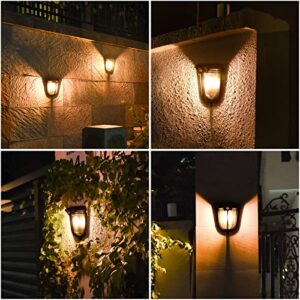 BOYANG 2 Pack Solar Wall Lights Outdoor Motion Sensor Porch Lights Solar Powered, IP65 Waterproof Solar Sconce Exterior Decorative Fixtures with 2 Mode, Lighting Lantern for House Garden Garage