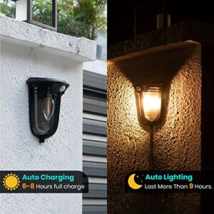 BOYANG 2 Pack Solar Wall Lights Outdoor Motion Sensor Porch Lights Solar Powered, IP65 Waterproof Solar Sconce Exterior Decorative Fixtures with 2 Mode, Lighting Lantern for House Garden Garage