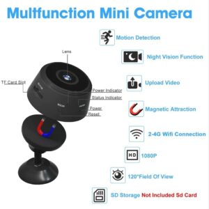 Mini Spy Camera Wireless WiFi Spy Camera Hidden Camera Small Camera Spy Cameras with Night Vision and Motion Detection Home Security Indoor/Outdoor Nanny Cam for pet