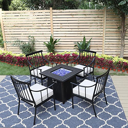 Sophia & William 2 Pcs Patio Outdoor Dining Chairs, Set of 2 Metal Wrought Iron Patio Chairs with Seat Cushions, Indoor/Outdoor Portable Chairs for Kitchen, Garden, Yard, Poolside, Support 300 lbs