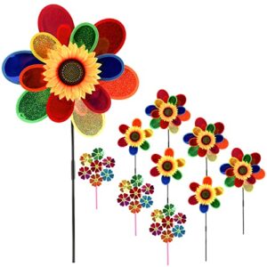 zoofox 9 pack pinwheels, sunflower lawn pinwheel, colorful wind spinners for garden,yard, patio, farm and party outdoor decor