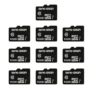 micro center 32gb class 10 micro sdhc flash memory card 10 pack with adapter for mobile device storage phone, tablet, drone & full hd video recording – 80mb/s uhs-i, c10, u1 (10 pack)