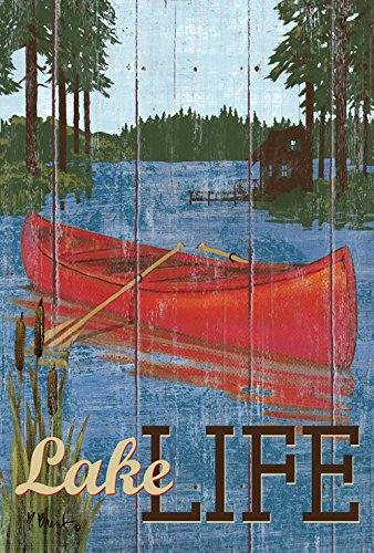 Toland Home Garden 1010007 Rustic Lake Life summer Flag 28x40 Inch Double Sided summer Garden Flag for Outdoor House Canoe Flag Yard Decoration