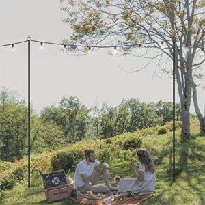 Danshinro String Light Poles, 10.5 FT Poles for Outdoor String Lights, Spiral Outdoor String Light Pole, 2 Pack String Light Poles for Outside, Adjustable String Light Pole for Backyard Patio Bistro