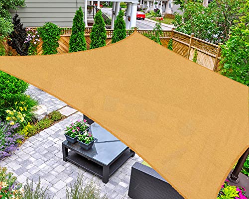 Asteroutdoor Sun Shade Sail Rectangle 10' x 13' UV Block Canopy for Patio Backyard Lawn Garden Outdoor Activities, Sand