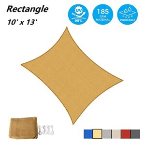 Asteroutdoor Sun Shade Sail Rectangle 10' x 13' UV Block Canopy for Patio Backyard Lawn Garden Outdoor Activities, Sand