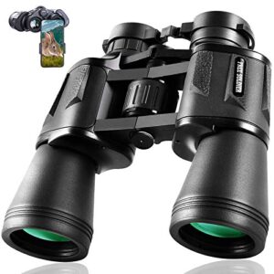 Binoculars for Adults - 20x50 High Power Binoculars for Bird Watching 28mm Large Eyepiece Waterproof Binoculars Hunting Hiking Concert Travel with Smartphone Adapter BAK4 Prism FMC Lens, Black