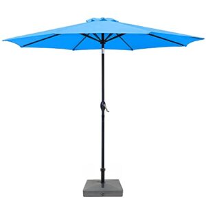 greesum 9ft patio umbrella outdoor market table umbrella with push button tilt, crank and 8 sturdy ribs for garden, lawn,backyard & pool,blue