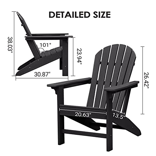 OTSUN Adirondack Chair, Large Lawn Chairs with 350 Lbs Weight Capacity, HDPE Outdoor Chairs Weather Resistant for Patio, Porch, Garden, Swimming Pool, Deck, Gray