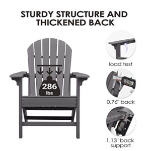 OTSUN Adirondack Chair, Large Lawn Chairs with 350 Lbs Weight Capacity, HDPE Outdoor Chairs Weather Resistant for Patio, Porch, Garden, Swimming Pool, Deck, Gray