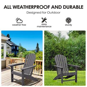 OTSUN Adirondack Chair, Large Lawn Chairs with 350 Lbs Weight Capacity, HDPE Outdoor Chairs Weather Resistant for Patio, Porch, Garden, Swimming Pool, Deck, Gray