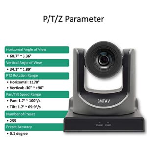 SMTAV 30x Optical + 8X Digital Zoom,high-Speed PTZ,3G-SDI, HDMI Output,H.265 Support Video Conference Cameras