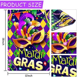 Mardi Gras Garden Flag Double Sided Holiday Decorative Garden Flag Masquerading Beads Yard Flag Fleur De Lis Party Signs Holiday Yard Outdoor Decoration for Mardi Gras(12.5 x 18 Inch)