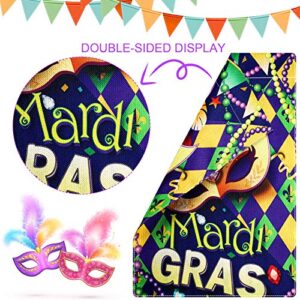 Mardi Gras Garden Flag Double Sided Holiday Decorative Garden Flag Masquerading Beads Yard Flag Fleur De Lis Party Signs Holiday Yard Outdoor Decoration for Mardi Gras(12.5 x 18 Inch)